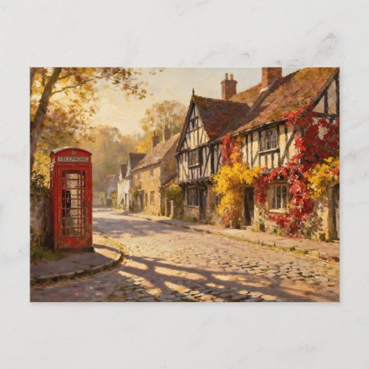 Herfstdorpgezicht in gouden licht briefkaart (Voorkant)