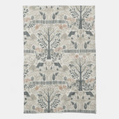 Herfstdorpsscène in herfstkleuren theedoek (Verticaal)
