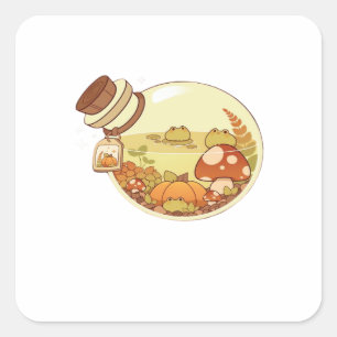 Herfstdrankje Met Kikkertjes Klassiek Vierkante Sticker