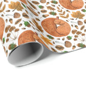 Herfstdromen: Waterverf Eekhoorn Haven Cadeaupapier (Rol Hoek)
