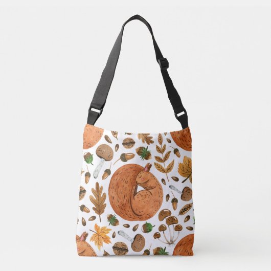 Herfstdromen: Waterverf Eekhoorn Haven Crossbody Tas (Voorkant)