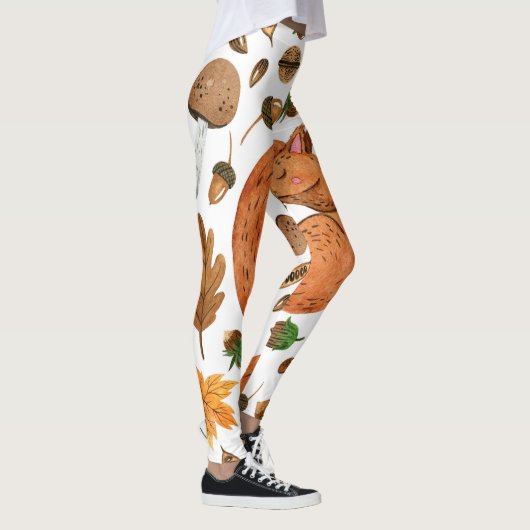 Herfstdromen: Waterverf Eekhoorn Haven Leggings (Rechts)