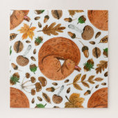 Herfstdromen: Waterverf Eekhoorn Haven Legpuzzel (Horizontaal)