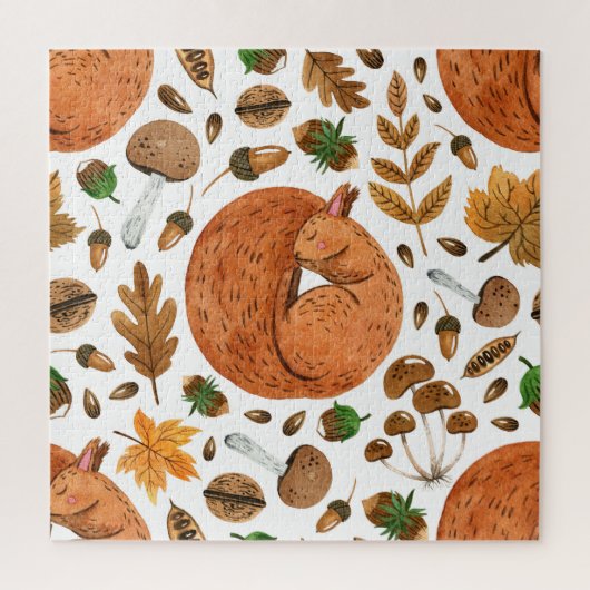 Herfstdromen: Waterverf Eekhoorn Haven Legpuzzel (Verticaal)