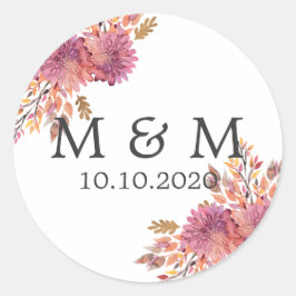 herfstdroom | Bruiloft Klassiek Monogram Ronde Sticker