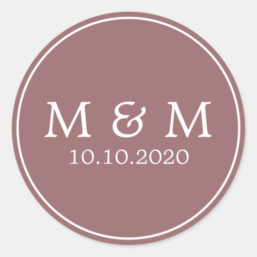 herfstdroom | Bruiloft Klassiek Monogram Ronde Sticker (Voorkant)