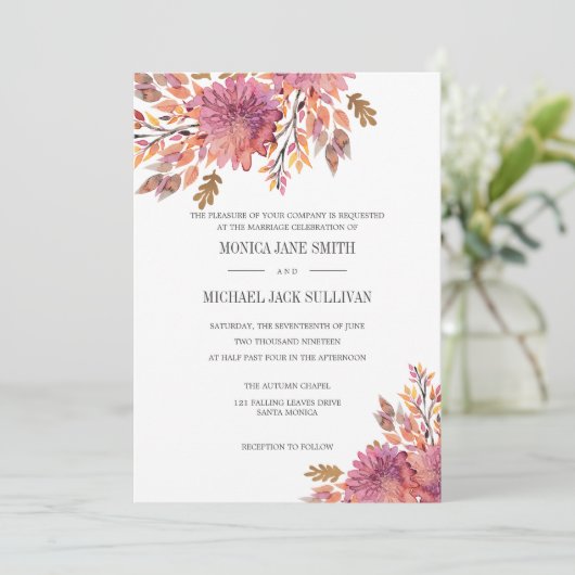 herfstdroom | Elegante bruiloft Kaart (Staand voorkant)