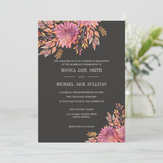 herfstdroom | Elegante bruiloft Kaart (Staand voorkant)