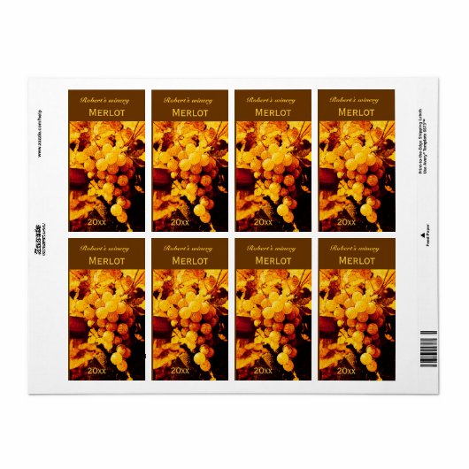 herfstdruiven wijnfles etiket (Full Sheet)