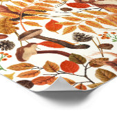 Herfsteekhoorns en herfstflora op lichtgrijs poster (Hoek)