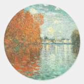 Herfsteffect bij Argenteuil door Monet, Ronde Sticker (Voorkant)