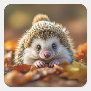 Herfstegels met gebreid Pet Vierkante Sticker