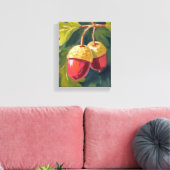 Herfsteikels | Waterverf Herfst Rood Groen Canvas Afdruk (Insitu (Woonkamer))