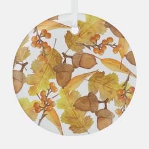 Herfsteikels: Waterverf Thanksgiving Design Glas Ornament
