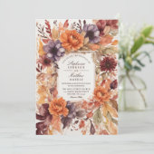 Herfstelegantie Waterverf Bloemenbruiloft Kaart (Staand voorkant)