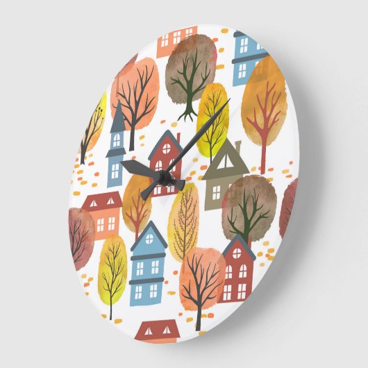 Herfstelegantie: Waterverf stad en bomen Grote Klok (Hoek)