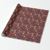Herfstelementen, donkere achtergrond,  cadeaupapier (Uitgerold)
