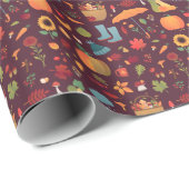 Herfstelementen, donkere achtergrond, cadeaupapier (Rol Hoek)