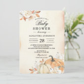 Herfstelijke oranje pompoenen en bloemen in landel kaart (Staand voorkant)