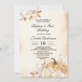 Herfstelijke Sinaasappelkleurige Pompoenen & Bloem Kaart (Voorkant)