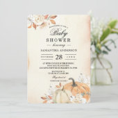 Herfstelijke Sinaasappelkleurige Pompoenen & Bloem Kaart (Staand voorkant)