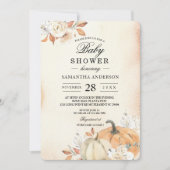 Herfstelijke Sinaasappelkleurige Pompoenen & Bloem Kaart (Voorkant)