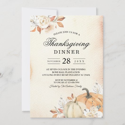 Herfstelijke Sinaasappelkleurige Pompoenen & Bloem Kaart (Voorkant)