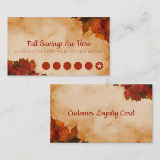 Herfsten besparen klantencreditcard klantenkaartje (Voorkant / Achterkant)