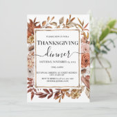 Herfsten Bloemen Thanksgiving Uitnodiging (Staand voorkant)