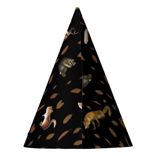 Herfsten bosdieren najaar bladeren feesthoedjes (Achterkant)