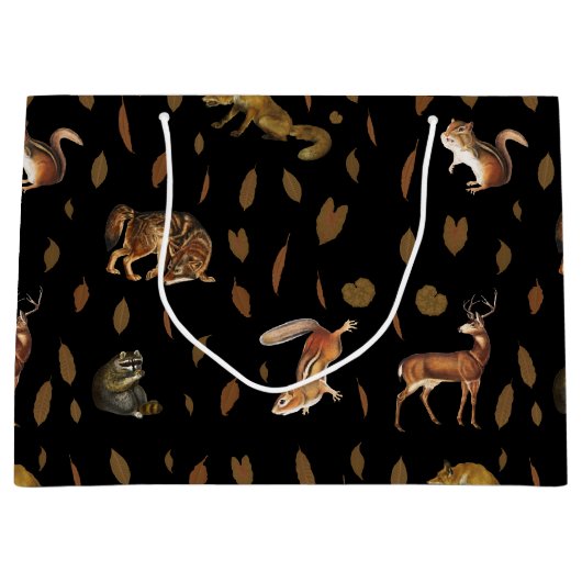 Herfsten bosdieren najaar bladeren groot cadeauzakje (Voorkant)