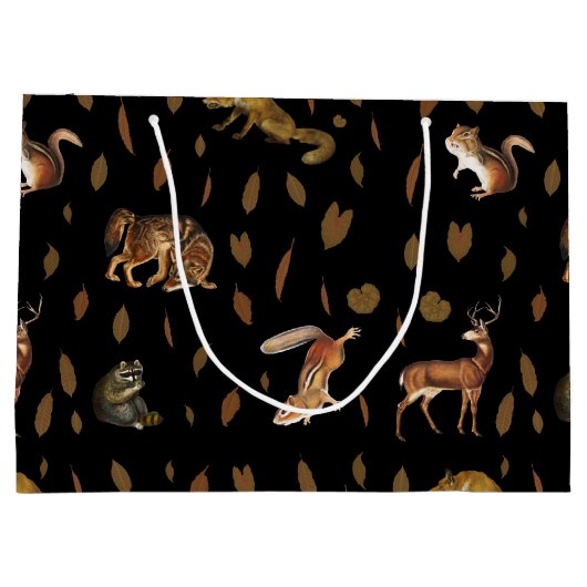 Herfsten bosdieren najaar bladeren groot cadeauzakje (Achterkant)