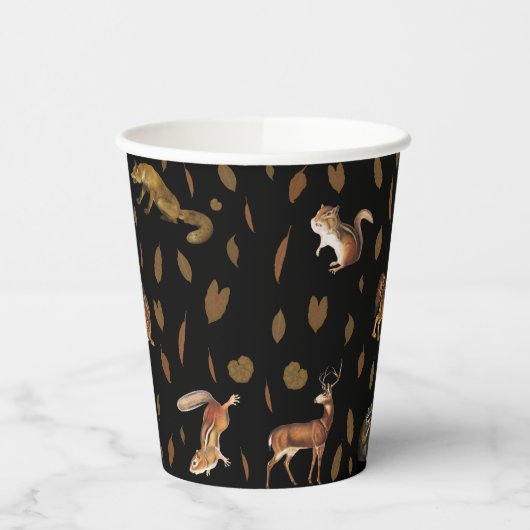 Herfsten bosdieren najaar bladeren papieren bekers (Links)