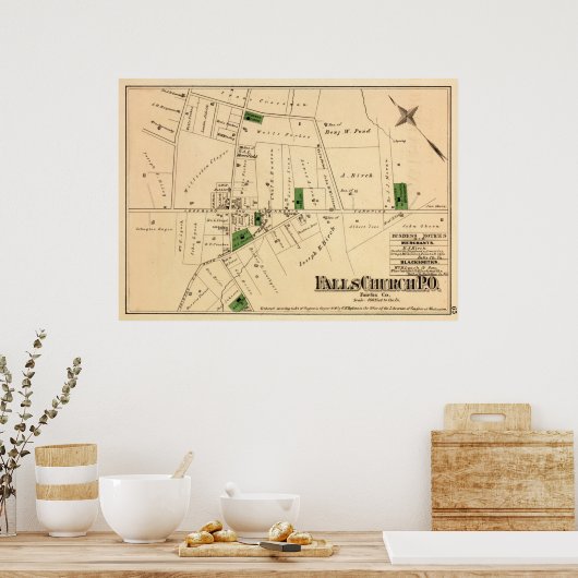  Herfsten Church VA Map (1879) Poster (Keuken)