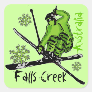 Herfsten Creek Australië groene thema ski-stickers Vierkante Sticker