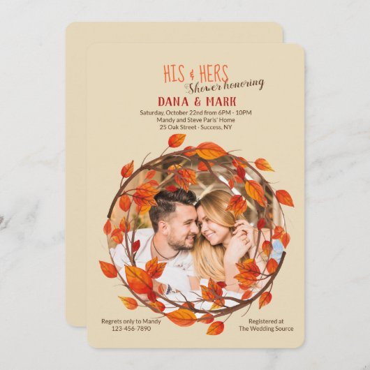 Herfsten Glory Photo Invitation<a href="https://ww Kaart (Voorkant / Achterkant)