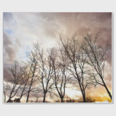 Herfsten herfstbomen op zonsondergang cadeaupapier (Vlak)