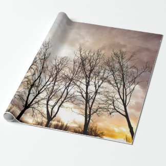 Herfsten herfstbomen op zonsondergang cadeaupapier