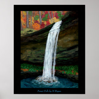 Herfsten in het bos - Appalachian Waterfall Painti Poster