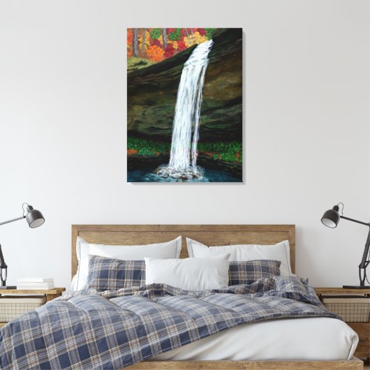 Herfsten in het bos Watervalverf Canvas Afdruk (Insitu (Slaapkamer))