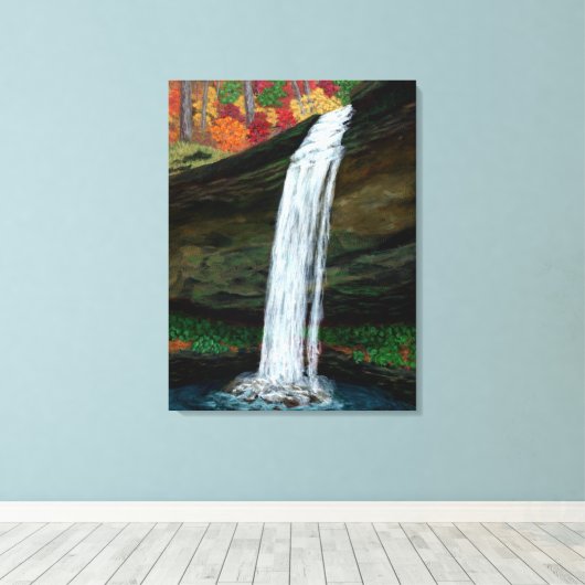 Herfsten in het bos Watervalverf Canvas Afdruk (Insitu (Houten vloer))