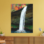 Herfsten in het bos Watervalverf Canvas Afdruk (Insitu (Woonkamer))