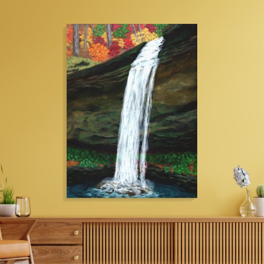 Herfsten in het bos Watervalverf Canvas Afdruk (Insitu (Woonkamer))