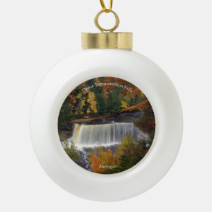 Herfsten met kogel of sneeuwvlok, bovenaan Tahquam Keramische Bal Ornament