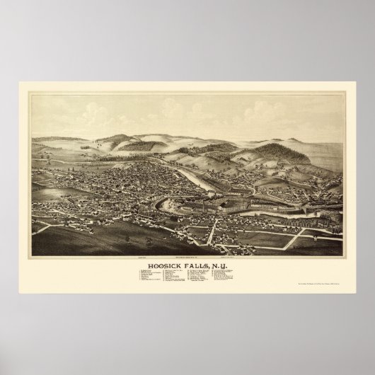 Herfsten, NY Panoramic Map - 1889 Poster (Voorkant)