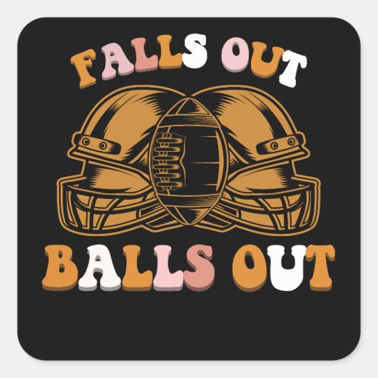 Herfsten uit Ballen uit Football Retro Herfst  Vierkante Sticker (Voorkant)