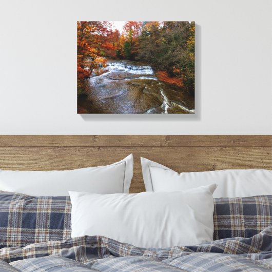 Herfsten van Quarry Rock in de Cleveland Metro Par Canvas Afdruk (Insitu (Slaapkamer))