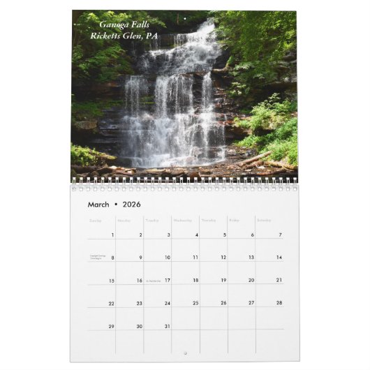 Herfsten van Ricketts Glen State Park Wall Calenda Kalender (Mar 2026)