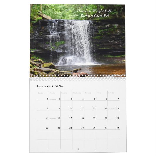 Herfsten van Ricketts Glen State Park Wall Calenda Kalender (Feb 2026)