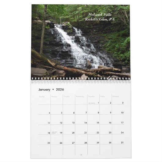Herfsten van Ricketts Glen State Park Wall Calenda Kalender (Jan 2026)
